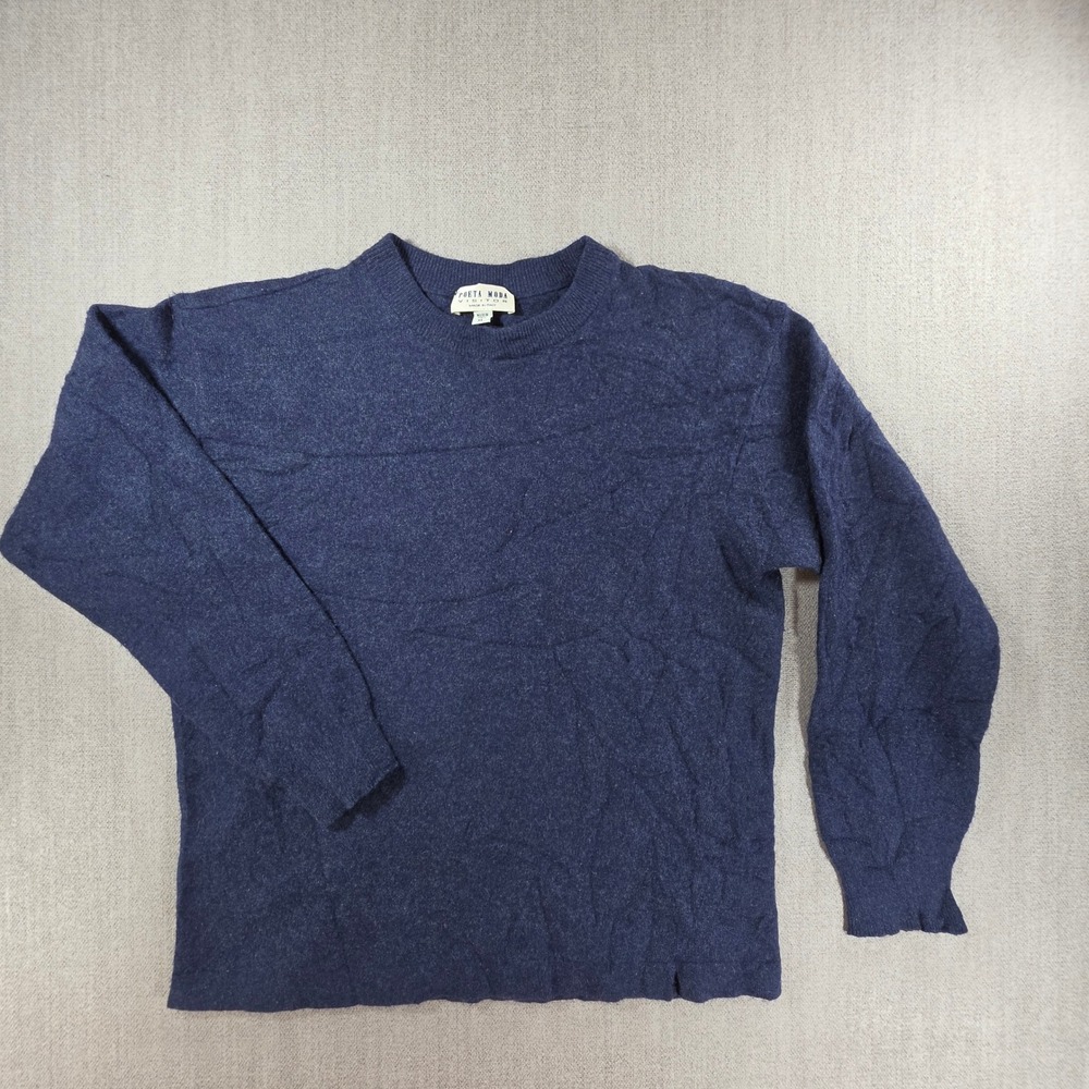 Poeta Moda Visitor Sweater Kids XL Navy Blue Wool Cashmere Blend Made in Italy